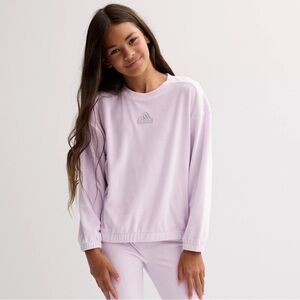 Adidas Purple Ribbed Velour Crewneck Pullover Sweatshirt Youth‎ Girls Large